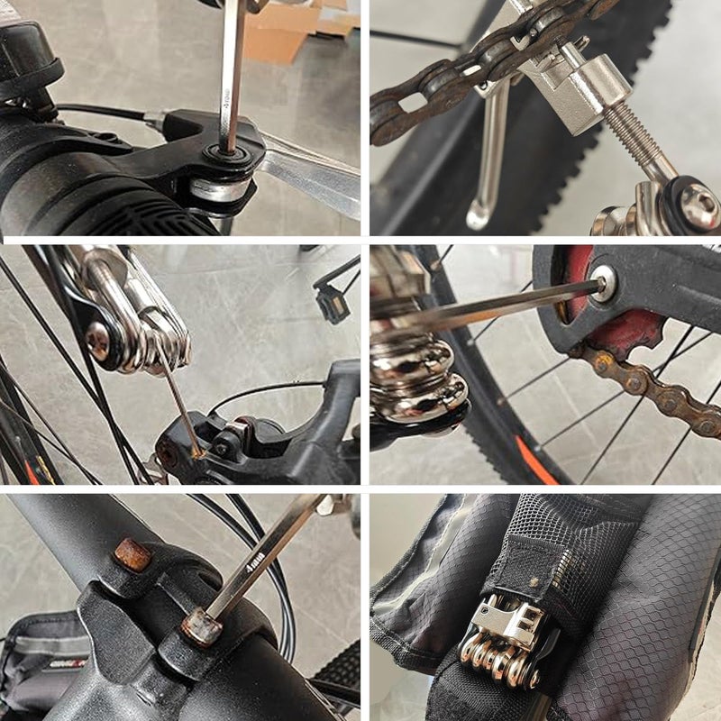 VJK 17 in 1 Bike Multi Tool Kit with Chain Breaker Ergonomic And Lightweight MTB Bike Repair Kit Motorcycle Accessories Stainless Steel - Image 5